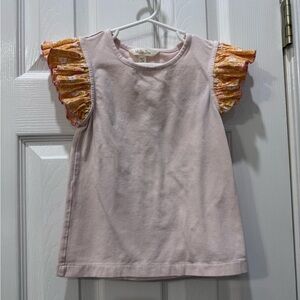 Matilda Jane Pink Top with Orange Ruffle Sleeves